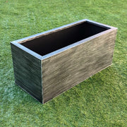 DAMAGED (READ DESCRIPTION) 100cm Zinc Galvanised Hand Finished Brushed Black & Silver Trough Planter